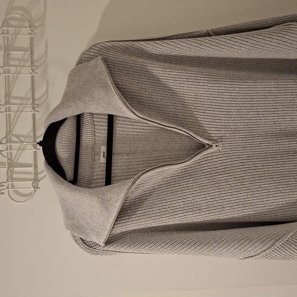 aerie Women's Light Gray Quarter-zip Super Cozy Cotton Sweater (Size M) - Picture 4 of 9